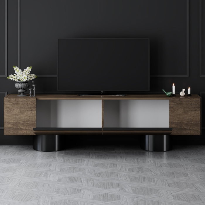 Hanah Home Soporte para TV Nogal y Negro 180cm Ancho, 50cm Alto, 30cm Profundidad